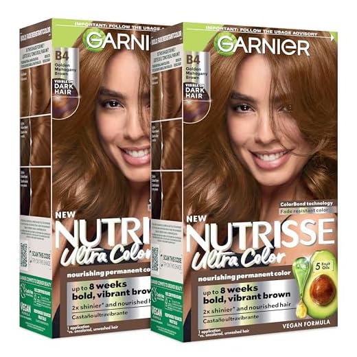 Garnier Nutrisse Ultra Color Nourishing Permanent Hair Color Cream, B4 Caramel Chocolate (2 Count) Brown Hair Dye