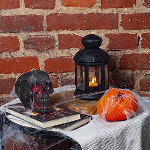 Candwax 6X4.3 Inch Black Red Skull Candle - Ideal As Spell Candles And Halloween Candles - Themed Candles For Spooky Halloween Decorations - Red Inside, Big Size #TOP5