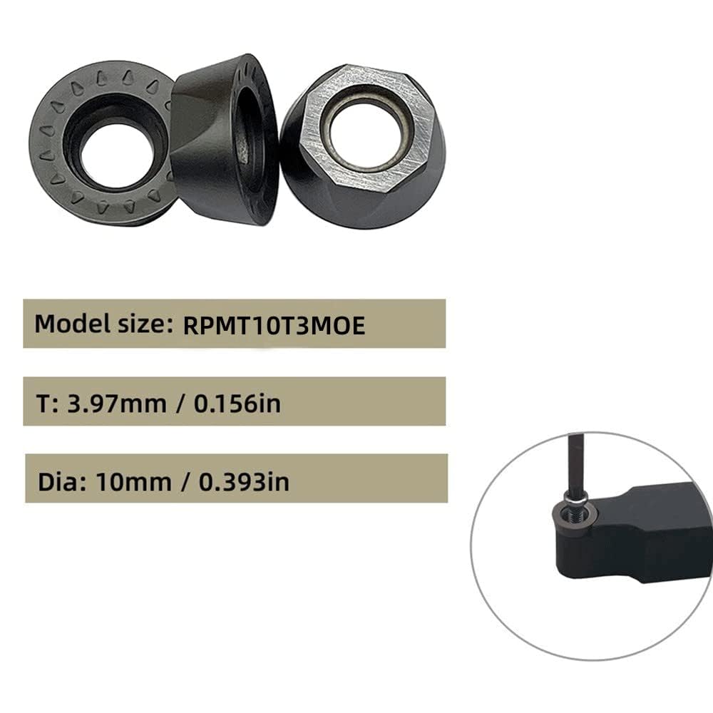SRDPN2020K10 (20 mm x 125 mm) + RPMT10T3 45 ° Tour Support d'outil de tournage, convient pour les inserts ronds en carbure de tungstène RPMT10 RPMT08
