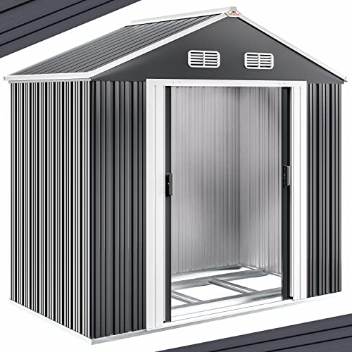 Abri de Jardin en métal Anthracite XL 196x132x188cm cabane de Jardin 1,8m² Fondation Incluse Rangement abri à Outils vélos 3,1m³