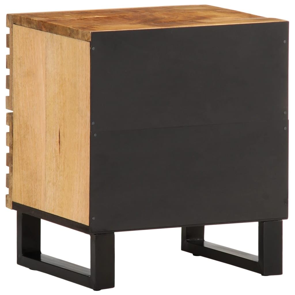 Homgoday Mesita de noche, mesilla de noche, mesita auxiliar, mesa auxiliar, mesa de sofá, consola de noche, con 2 cajones, para cama y dormitorio, 40 x 33 x 46 cm, madera de mango rugosa