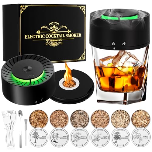Electric Whiskey Smoker Kit, Rechargeable Cocktail Smoker Kit with 6