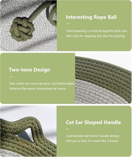 7WUNDERBAR Katzenbett waschbar Rund Katzenkorb, Ø 42 cm, Höhe 15 cm, Katzenschlafplatz aus Baumwollseilen Katzenkörbchen für oder kleine Hunde (B)