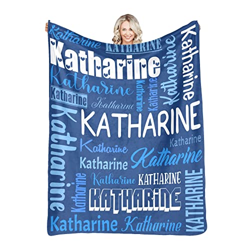 Personalized Blanket for Kids Adults Personalized Name Blanket Custom Blanket with Name Personalized Gifts for Christmas Birthday Valentines Day Mothers Fathers Day (Dark Blue, 40"x50")