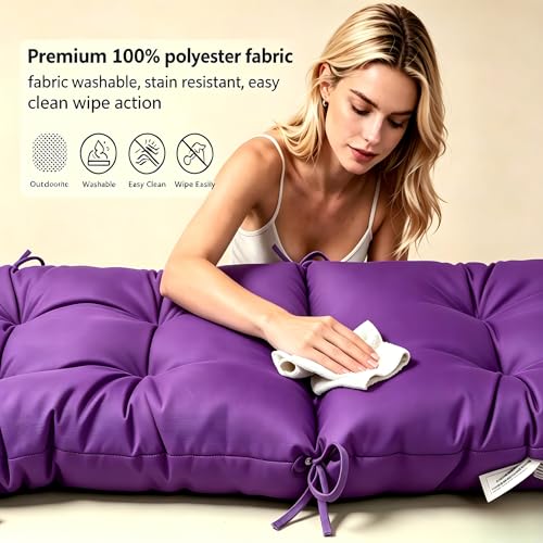 Image of QILLOWAY Outdoor Rocking Chair Cushions Set of 4, 100% Polyester Waterproof Patio Rocking Chair Cushion, High Back Weatherproof Chair Pad for Adirondack & Outdoor Furniture, Purple