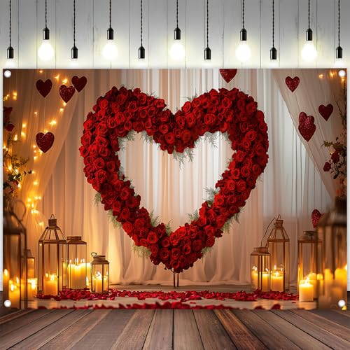 10X8ft Valentine's Day Backdrop Red Love Heart...