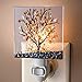 J Devlin Glass Art Stained Glass Night Light, Autumn, Fall Tree, Nature, Cabin, Plug in nightlight for Bedroom/Bathroom/Stairway/Hallway Home Decor NTL 159-1