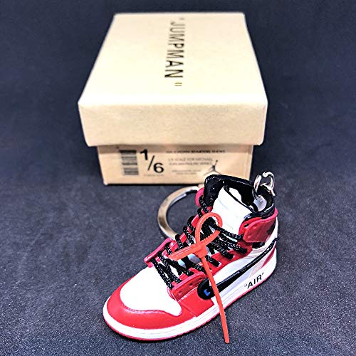 Air Jordan 1 I High Retro Off White Chicago Bulls OG Sneakers Shoes 3D Keychain Figure With Shoe Box