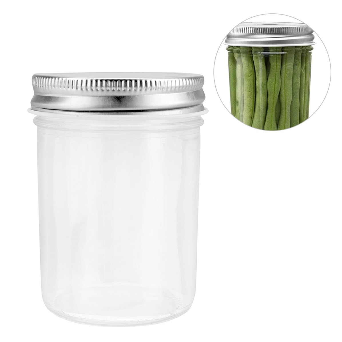 Hohopeti 6 pezzi Barattoli in Vetro Trasparente da Contenitori Ermetici per Conservazione Cibi in Cucina Vasetti Sigillati per Marmellata Sciroppo Spezie e Zucchero Accessori Pratici per