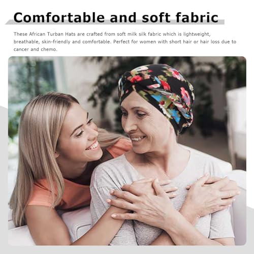 Image of DRESHOW Turban Pre-Tied Twisted Hat Thread African Head Wraps for Black Women Chemo Cancer Cap Braid Hair Cover