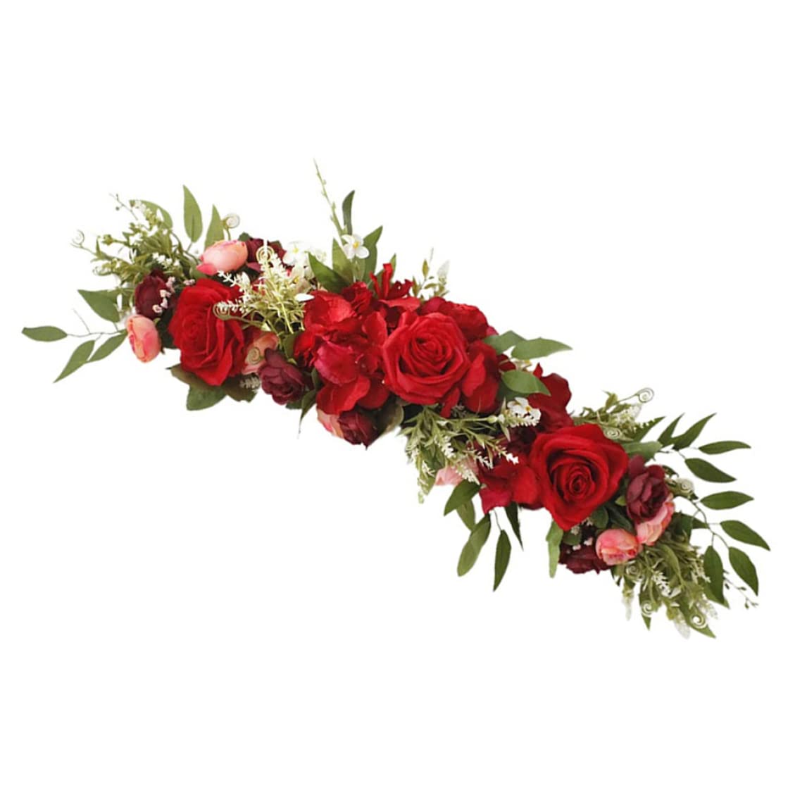 Hochzeitsbogenblumen, 65x16 cm künstlicher Rosenblumen -Swag, Bogenblumen für Hochzeitszeremonie -Mittelstücke Hausdekoration (rot)