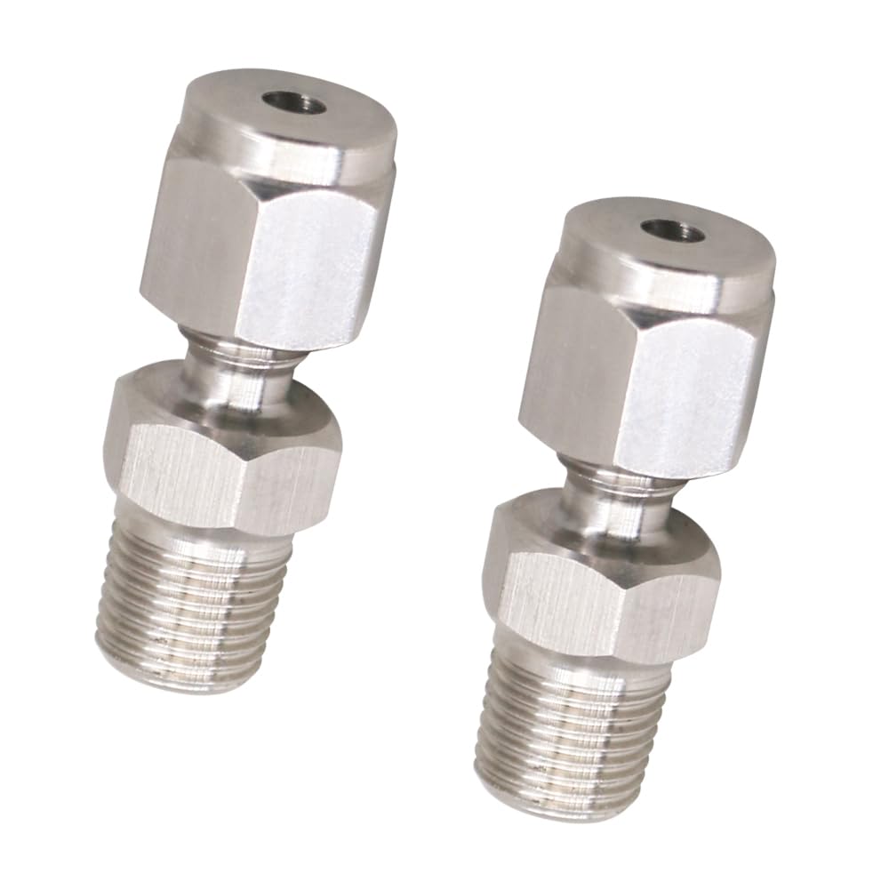 Stainless Steel 304 Compression Fitting to connect 1/8 inch OD tube x 1/8 NPT Male thread Coupler, for brass copper stainless steel tubing (2 pcs)