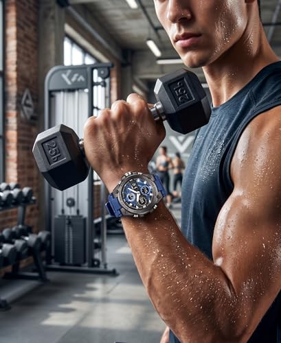 Image of V2A Stryke-TERRAX 5220 Analog-Digital Sports Watch for Men | Bold 3D Dial Design | 50M Waterproof Quartz Watch with Alarm, Stopwatch, Day-Date & Backlight | Rugged Everyday Performance