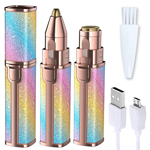 Facial Hair Remover & Eyebrow Trimmer, 2 In 1 Eyebrow Remover and Painless Hair Remover, Eyebrow Lips Nose Body Facial Hair Removal Razor For Women with Built-in LED Light