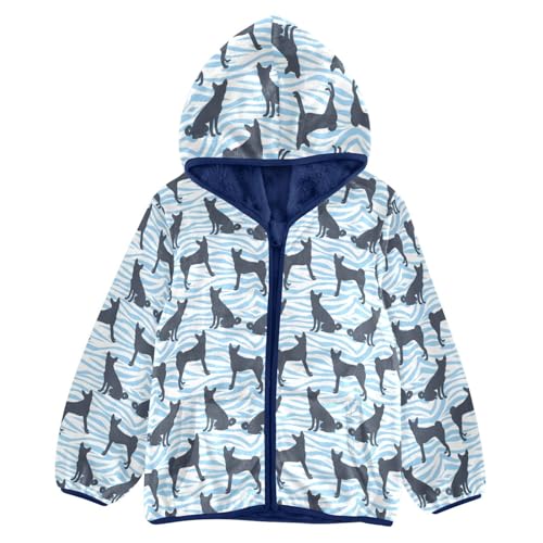 Dog Silhouettes Girls Fleece Jacket Girls Fall Jacket Girls Zip Up Hoodie Girls Sherpa Jacket 2-10T