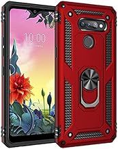 Case for LG K50S + HD Screen Protectors, with Ring Stand 2-in-1 Hard PC + Soft TPU Silicone Hybrid Armor Bumper Case Cover for LG K50S Red