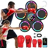 Yeelan Music Boxing Machine, LED Elektronische Musik Boxmaschine, 9 Funktion und Geschwindigkeit und Zählmodus, Bluetooth Wandmontiertes Boxziel mit Boxhandschuhen für Erwachsene und Kinder Exercise