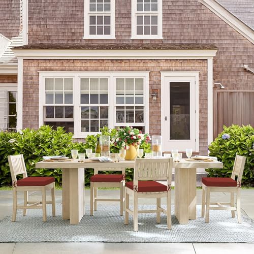 Image of Basic Beyond Outdoor Chair Cushions Set of 4, Square Corner Outdoor Cushions for Patio Furniture, Water Resistant Patio Chair Cushions with 2 Ties, 18.5x16x3, Brick Red