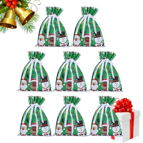 Wezalget クリスマス ギフト パッケージ バッグ | 8ピース クリスマス グッディ ドローストリング バッグ | 繰り返し使える クッキーツリー飾り 子供大人共用 パーティー用小物入れ プレゼント袋