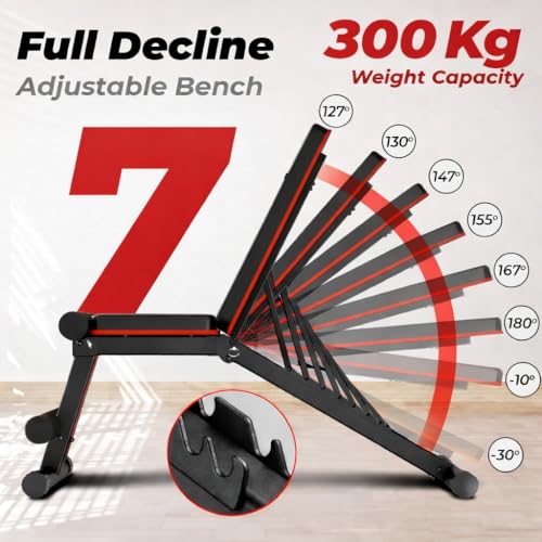 Image of Multi-Functional Adjustable Weight Bench Foldable Home Gym Fitness Bench Incline, Decline & Flat Sit-Up & Dumbbell Press Resistance Bands 7-Level Adjustment 660 LBS Capacity