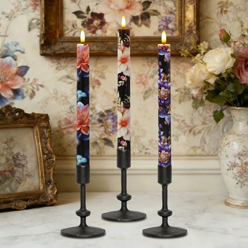 Velas cónicas sin llama ideales para decoración del hogar y cenas románticas en candelabro