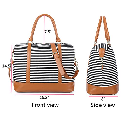 image for Bluboon Women Ladies Canvas Weekender Bag Overnight Carry-on Tote Duff