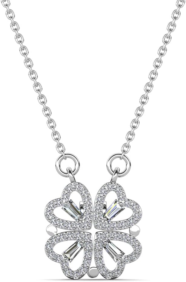 Cate & Chloe Posie 18k Gold-Plated 2-in-1 Heart Pendant Necklace with Simulated Diamond Crystals, Hypoallergenic Jewelry for Women, Gift for Her on Christmas, Anniversary, Birthday and More