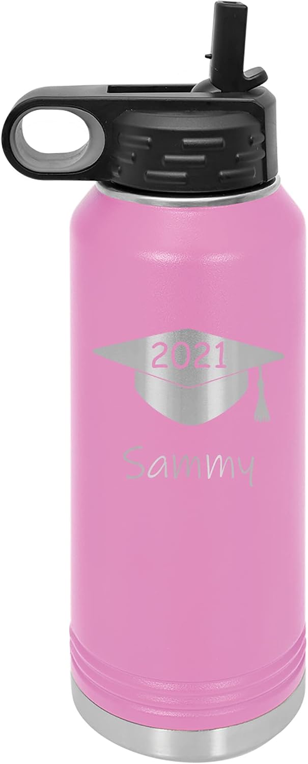 Personalized Graduation 32 oz Water Bottle for Student, 2024 College Grad, University Student, Nursing School, Graduate School, Laser Engraved, Vacuum Insulated, Stainless Steel, with Lid and Straw