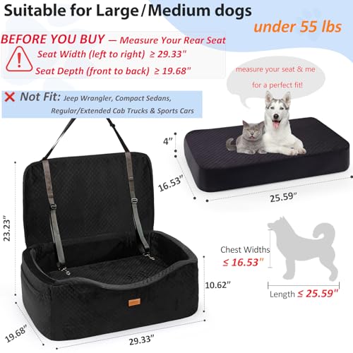 BLVRYVIO Large Dog Car Seat for Medium Dogs