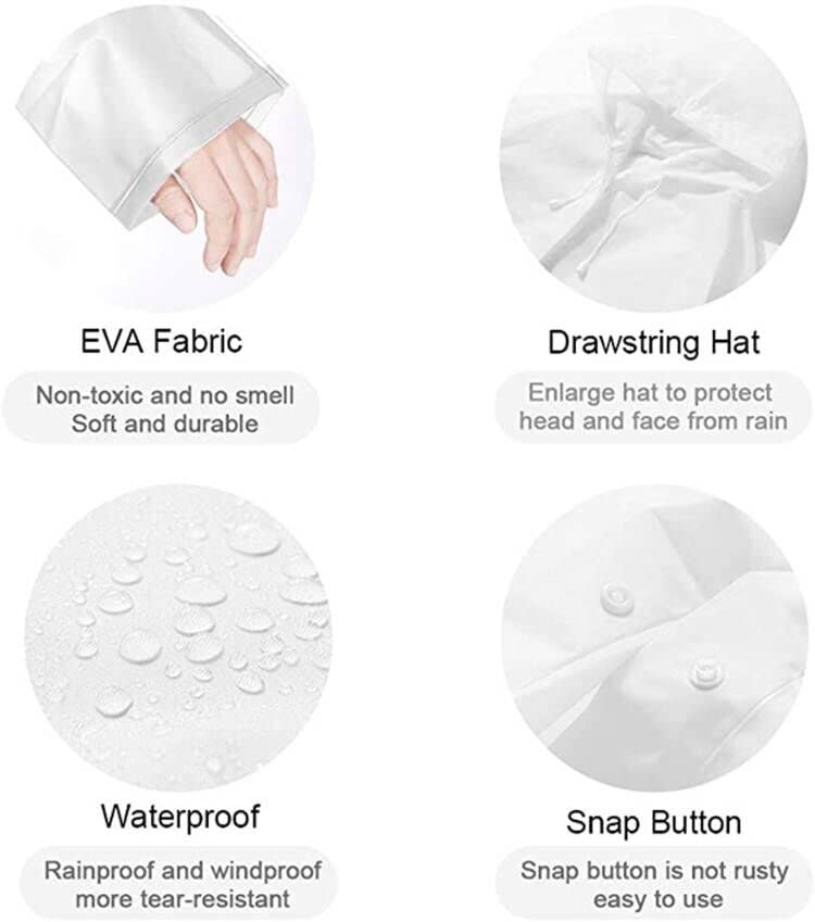 Reusable Adults Rain Ponchos, 2 Pcs EVA Portable Raincoats for Women Men with Hood for Disney Outdoor3