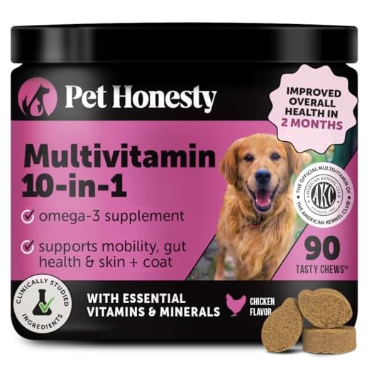 PetHonesty 10 in 1 Dog Multivitamin with Glucosamine - Essential Dog Vitamins with Glucosamine Chondroitin, Probiotics and Omega Fish Oil for Dogs Overall Health - (Chicken)