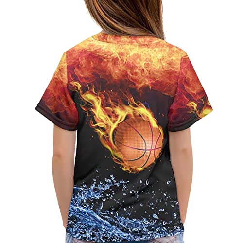 Mumeson Cool Basketball Fire T-Shirts For Boys Teen Comfort Short Sleeves Tee Tops Shirts For Outdoor Running Clothes Summer T-Shirts Round Neck Pullover T-Shirts #TOP3