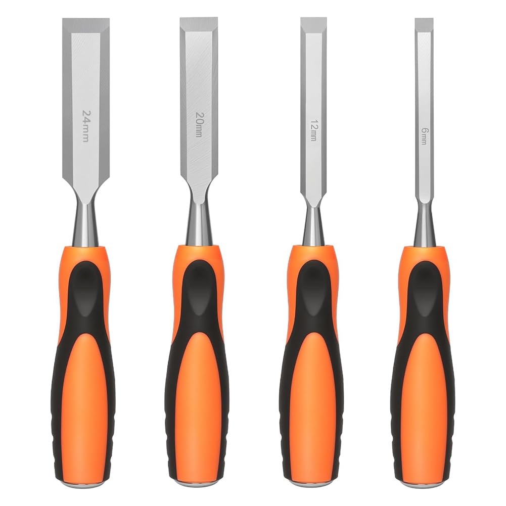 Ciseaux à bois (lot de 4 pièces) avec embout en acier pour la menuiserie