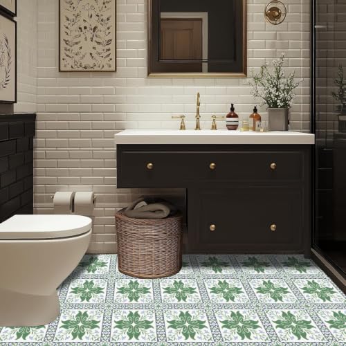 Image of Moroccan Tile Stickers | Waterproof Self Adhesive Peel & Stick Tile Decals for Kitchen Backsplash, Bathroom Wall, Floor, Furniture & Glass (4x4 Inch, Design 36)