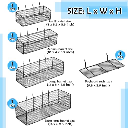Hicarer 8 Pack Pegboard Baskets And Peg Board Racks Set thumb #1