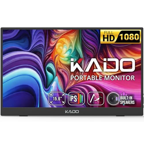 Image of Kado Portable Monitor 15.6-inch FHD 1080p Ultra-Slim Laptop Monitor | IPS 1920x1080 Display Reverse Charging Kickstand for PC, Mac, Phone, Tablet, Switch, Xbox, PS5, USB-C & HDMI Connectivity
