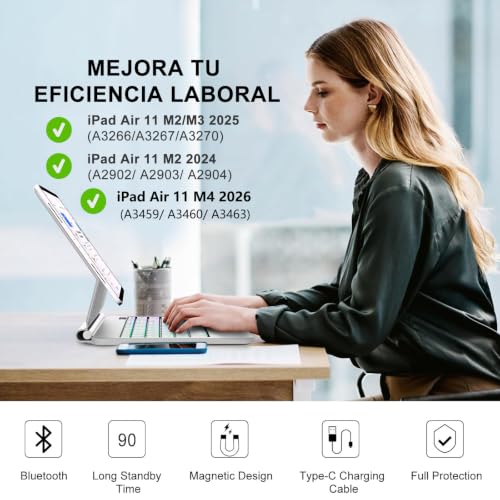 Teclado Bluetooth para iPad Air 11 M4 FOGARI con Touchpad Español Ñ Blanco 2