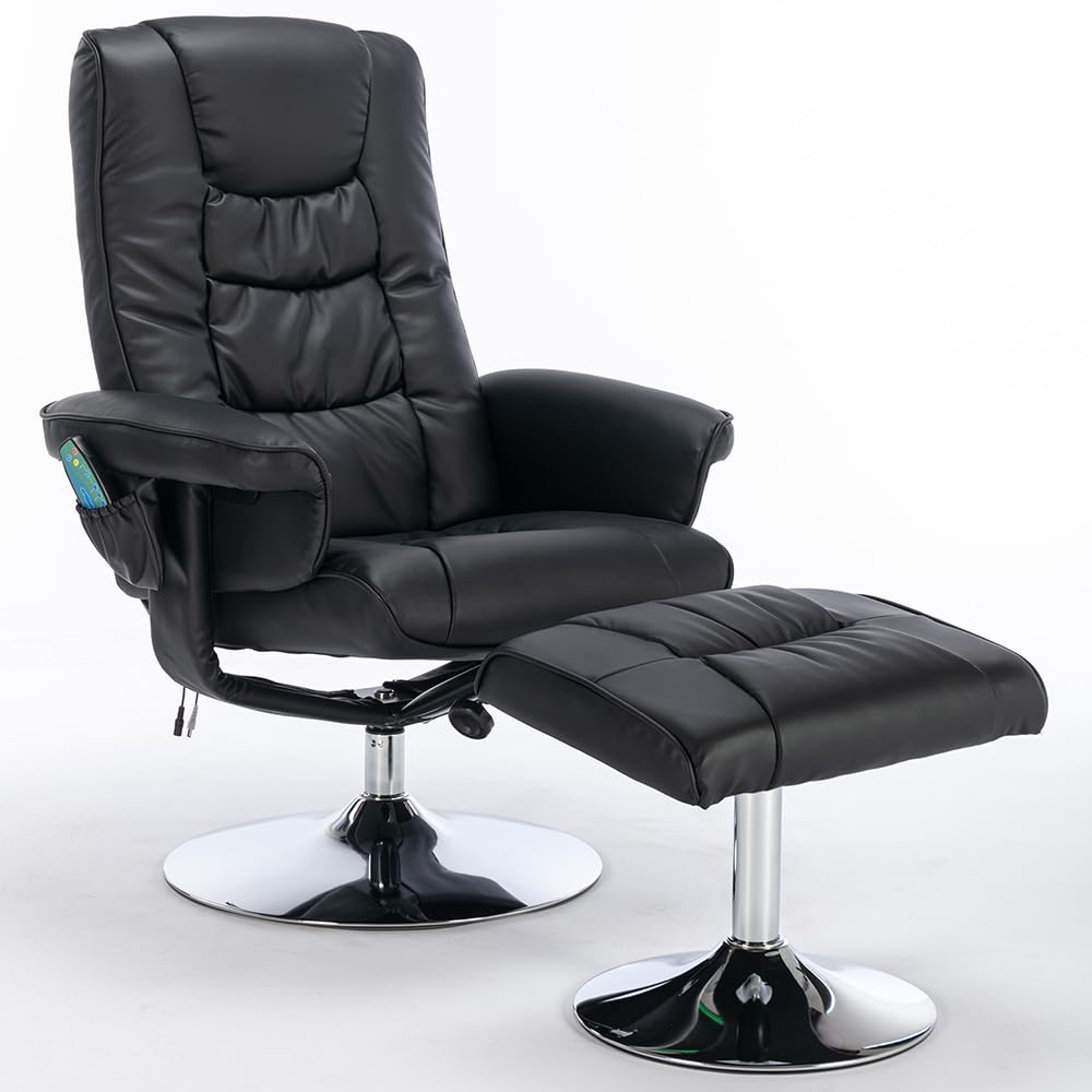 Fauteuil inclinable de massage haut de gamme rembourré en PU marron