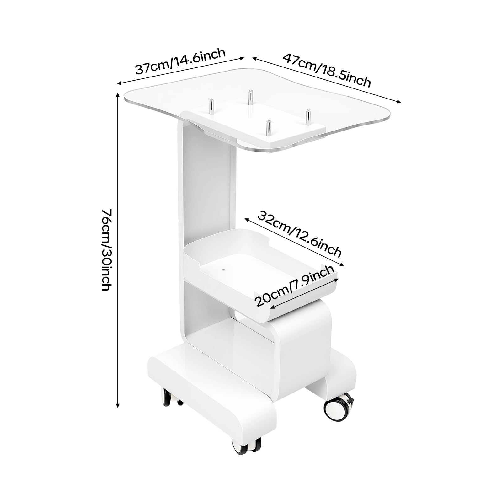 Salon Trolley, Kosmetikwagen, Friseur Schönheit Arbeitswagen, Rollwagen, für Salons, Schönheitssalons, Krankenhäusern, Weiß