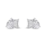 Toi et Moi Stud Earrings for Women Emerald & Pear Cut Lab Created Moissanite In 14K Gold Plated Sterling Silver with Push Back Jewelry Gift for Her 2&period;50 Cttw VVS1 Clarity