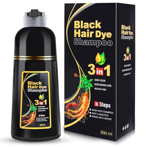 IIIMEIDU Black Hair Dye Shampoo 3 in 1 for Gray...