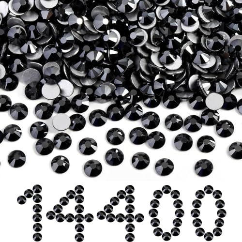 Image of Beadsland Flat Back Crystal Rhinestones Bulk, Jet Hematite, SS20, 14400pcs