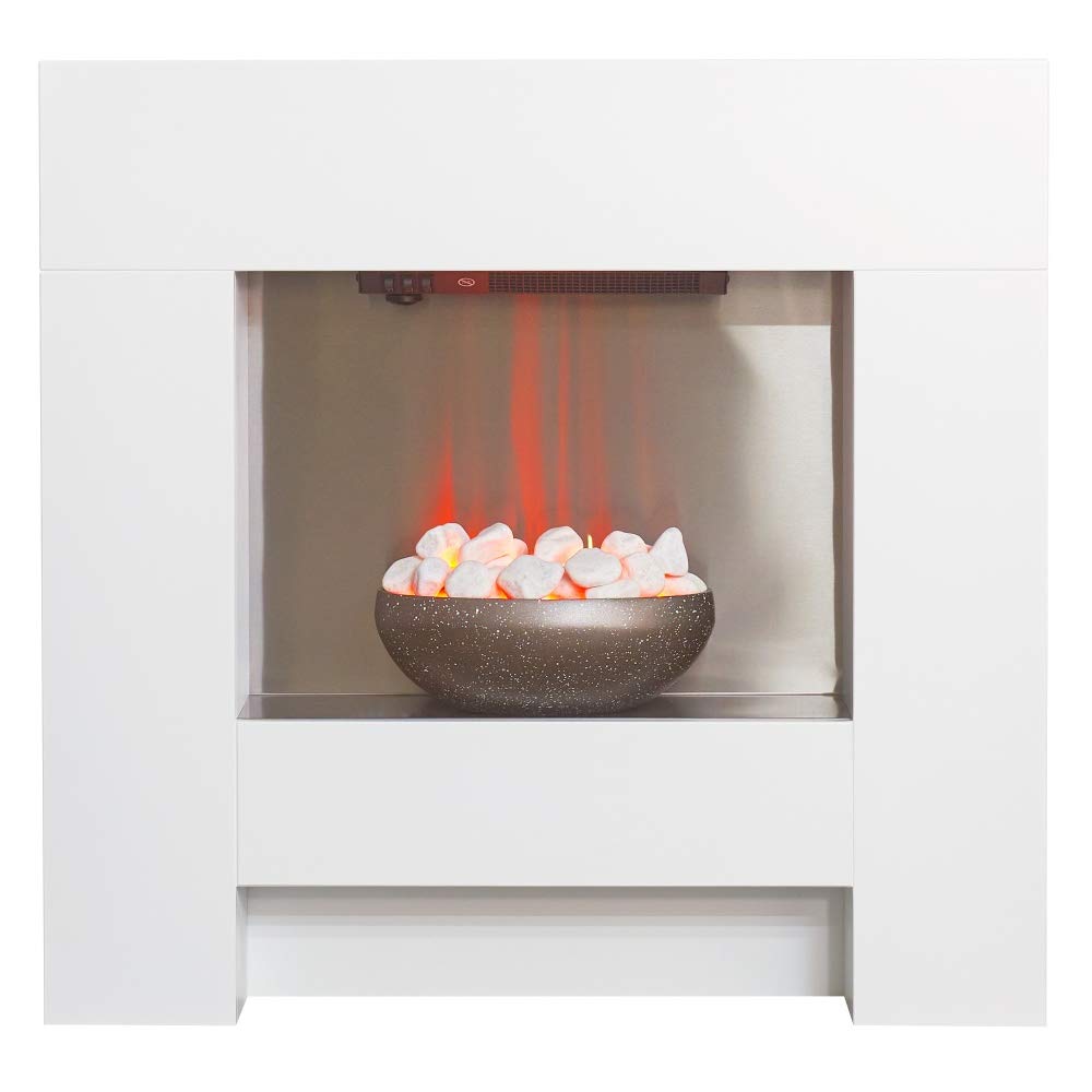 Cubist Adam 90.5cm W Pure White Electric Fireplace with 6824.28 BTU