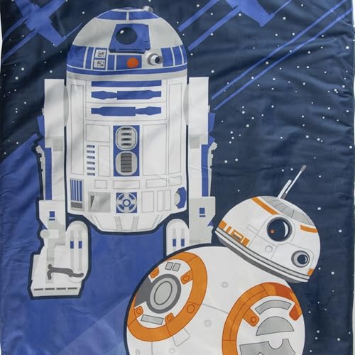 Image of Jay Franco Kids Slumber Bag and Pillow - 54 x 27 Inch Comfy Indoor Sleeping Bag for School and Sleepovers, 2 Piece Set, Blue - Star Wars