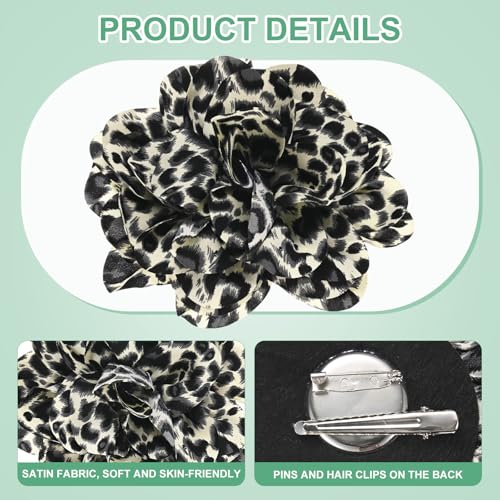 Image of M METERXITY Extra Large Rose Flower Brooches, Lapel Pins Dainty Satin Fabric Big Camellia Oversized Brooch Pin