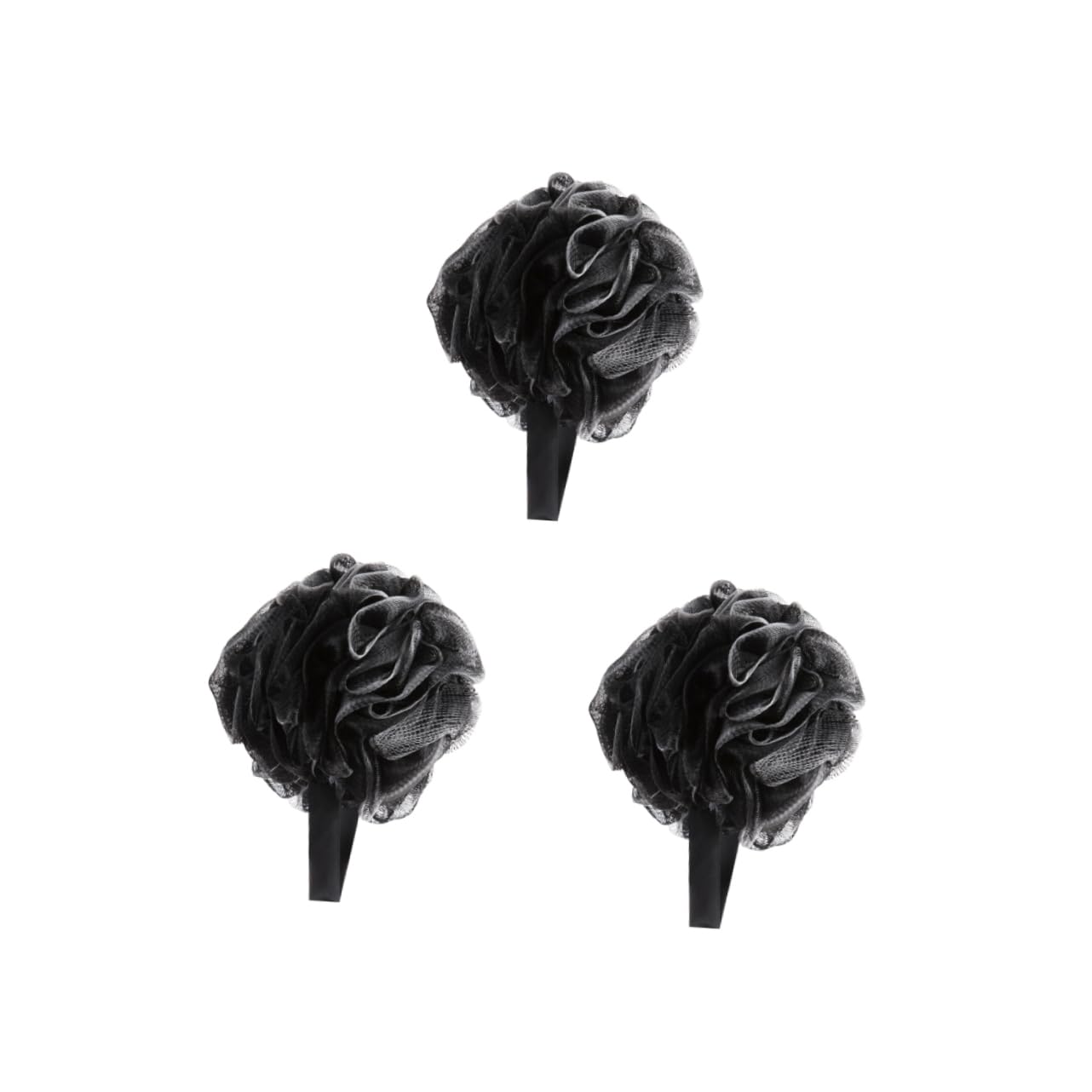 VALICLUD 3pcs Bath Ball Bath Flower Big Foaming Sponge Scrubber for Body Exfoliating Natural Puff Bubble Making Net Bubble Maker Bathroom Accessories Black