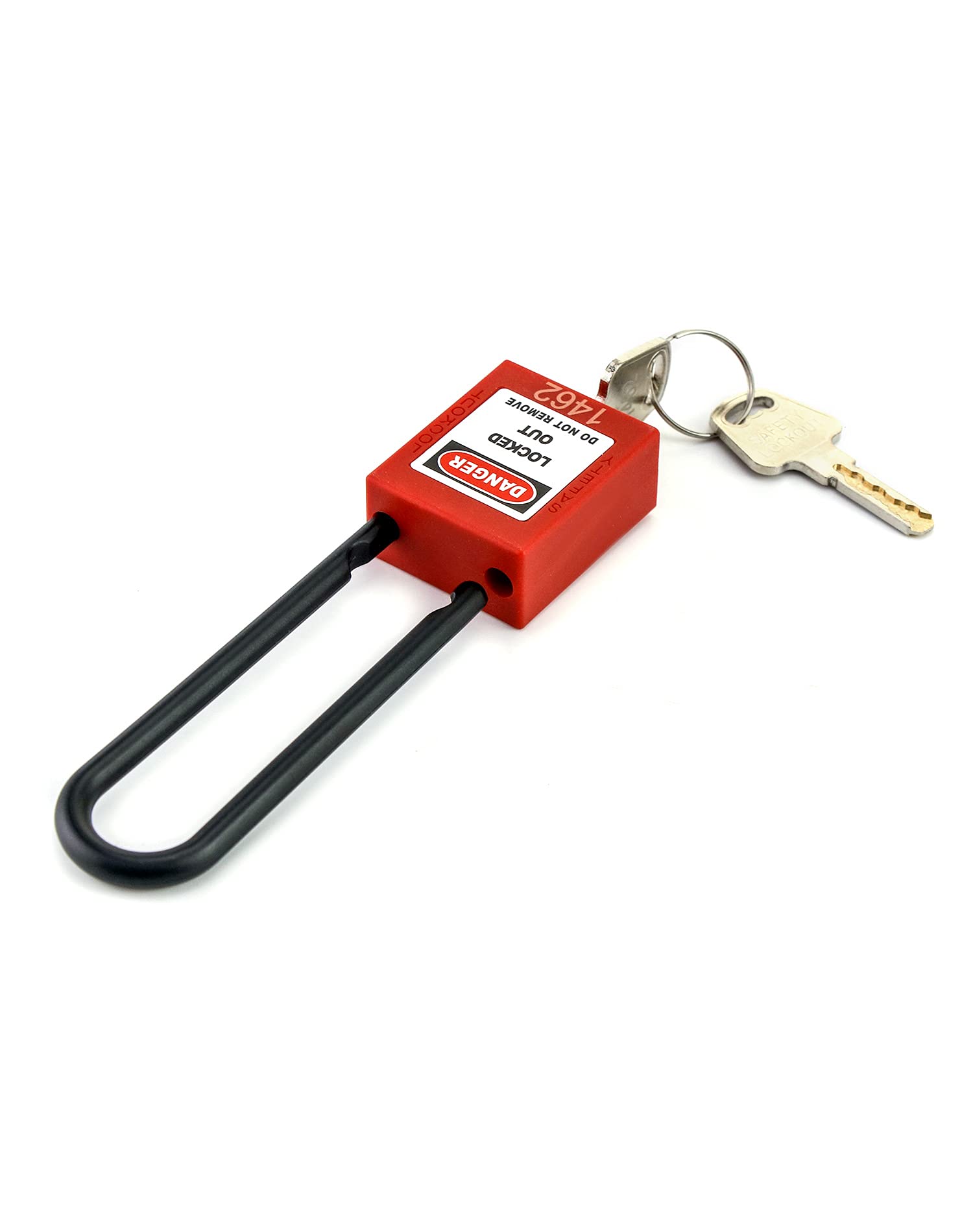 QWORK® Lockout Tagout Locks, Safety Padlock, 2 Padlocks with 4 Keys, 3" Extended Nylon Non-Conductive Lock Handle, Red - Image 3