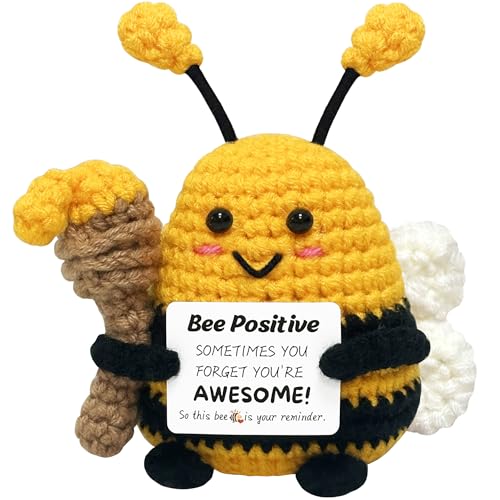 Positive Crochet Animals Bee Gifts - Birthday Gifts for Women Men, Friendship Gift for Sister Friends Coworkers Appreciation Presents, Emotional Inspirational Crochet Bee Potato Small Cute Stuff