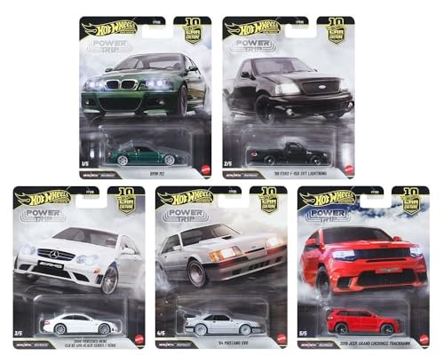 Hot Wheels Premium Car Culture Power Trip Complete Set, 5 Die-Cast Cars, BMW M3, Ford F-150, Mercedes-Benz, Jeep Trackha
