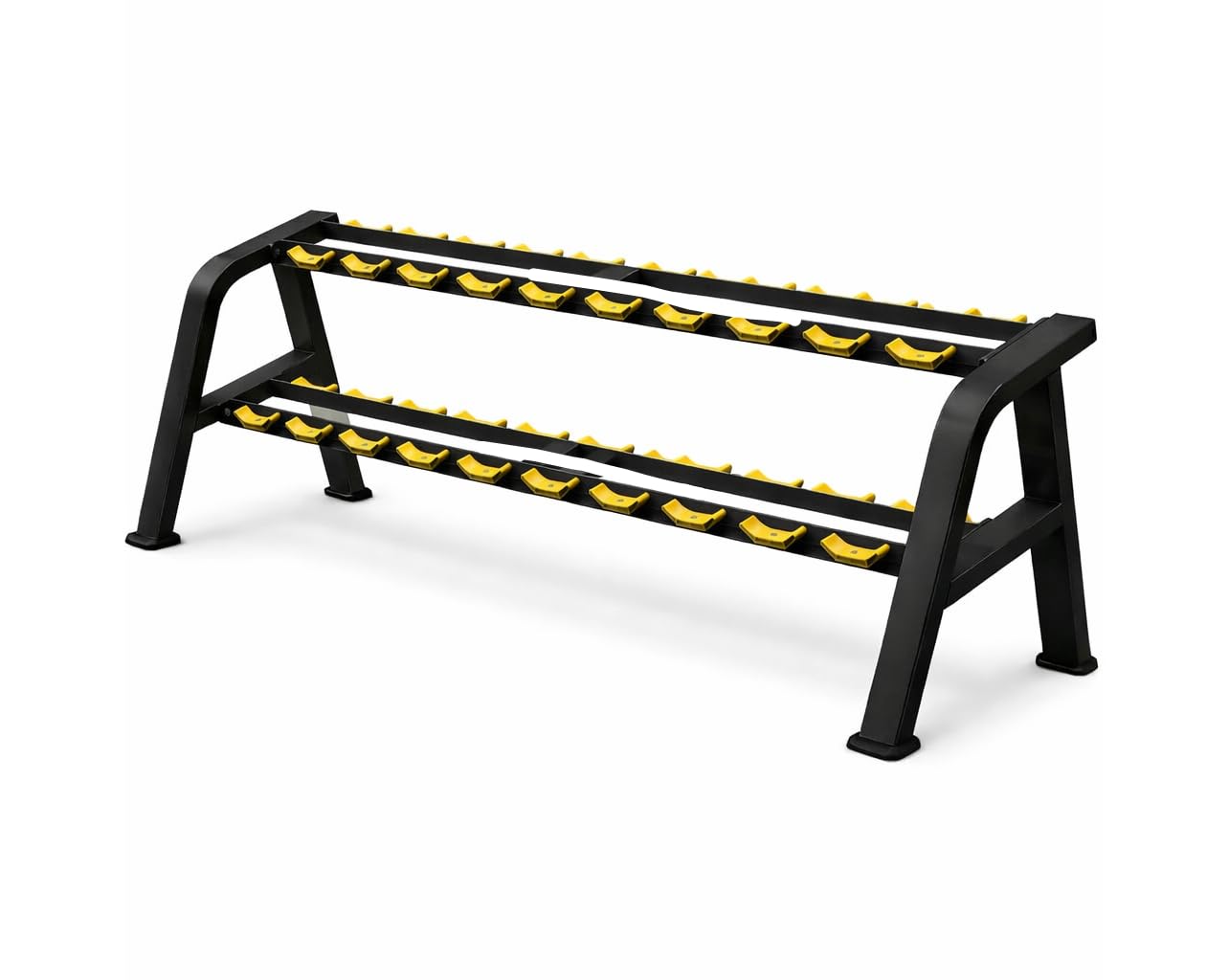 Gym24 Equipments 2-Tier Dumbbell 10 Pair Storage Rack, Heavy-Duty Gym Equipment Stand, Grey with Yellow Holders-image-45